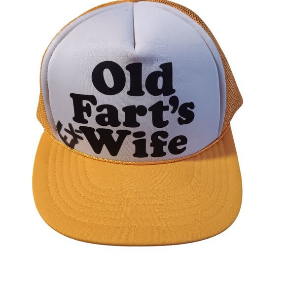 Old Farts Ex-Wife Mesh Trucker Cap Yellow White Adjustable Medium/Large Skater - Picture 1 of 6